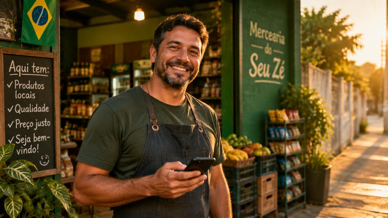 Pequeno empreendedor sorrindo